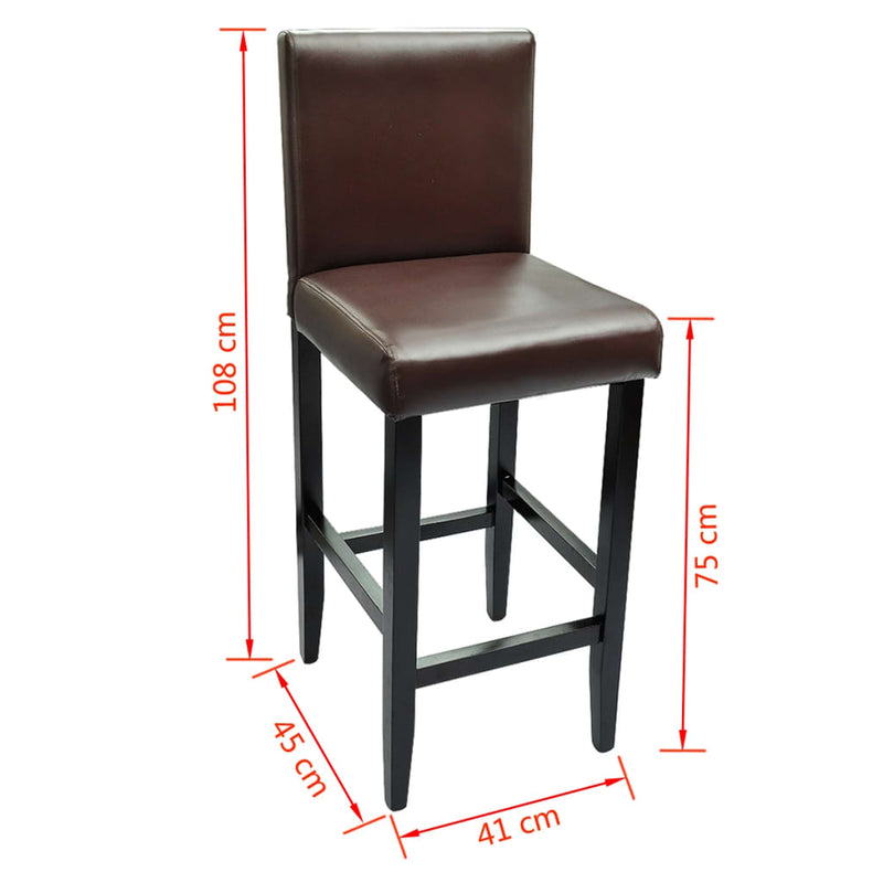 vidaXL 6 pcs Bar Stools Dark Brown Faux Leather - Image 8 of 8