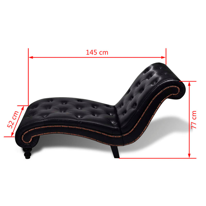 vidaXL Faux Leather Chaise Lounge, 145 x 52 x 77 cm, Brown, 110 kg Capacity - Image 5 of 5