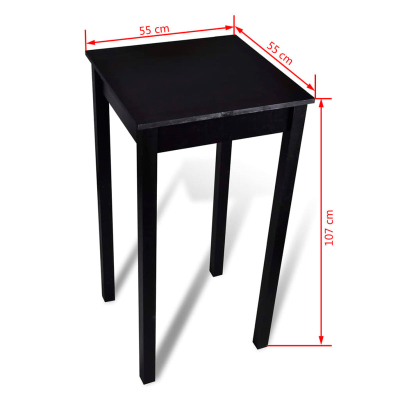 vidaXL Set Tavolino Bar 55x55x107 cm con 2 Sgabelli Imbottiti Nero - Image 9 of 12