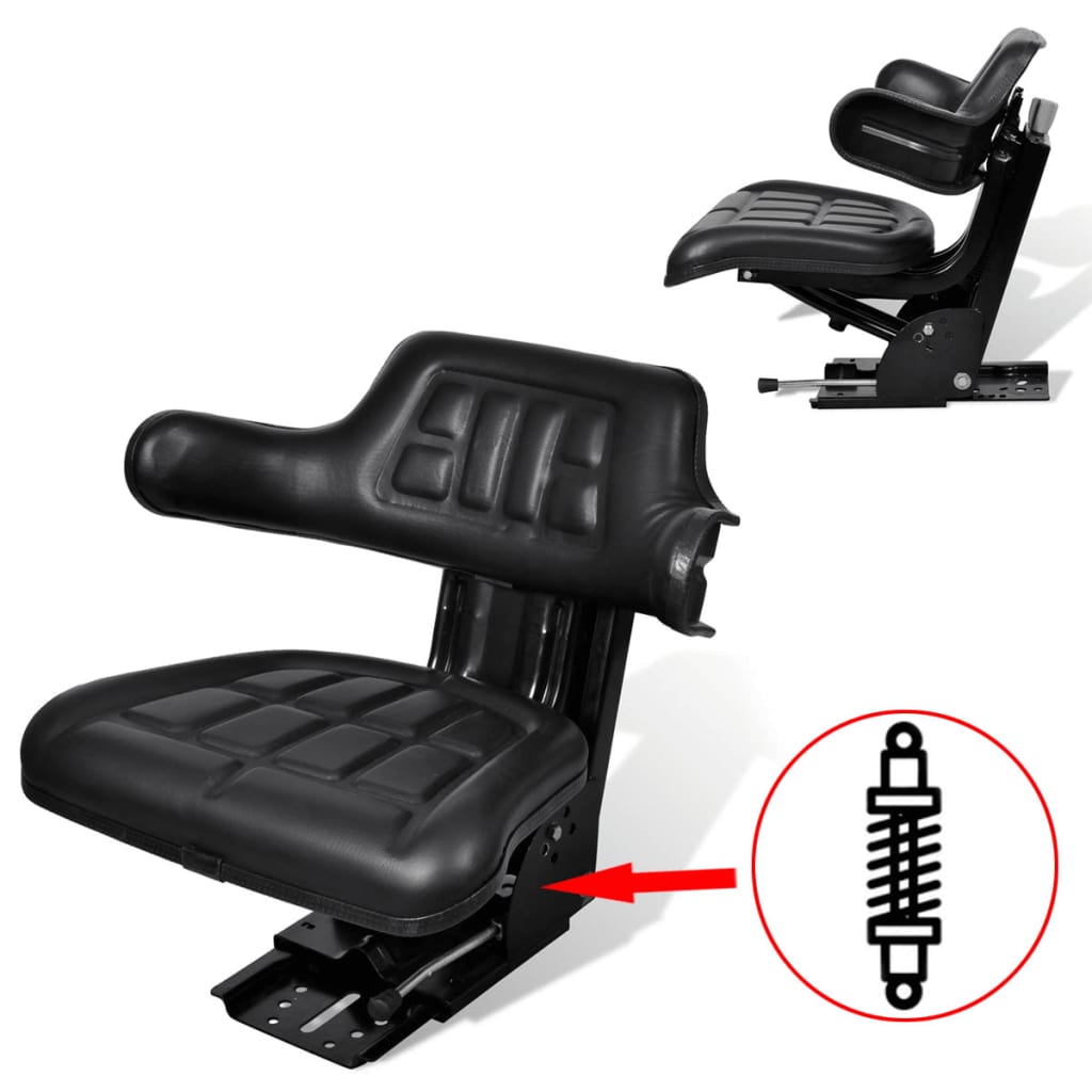 vidaXL Asiento de Tractor con Suspensión Negro - Image 1 of 7