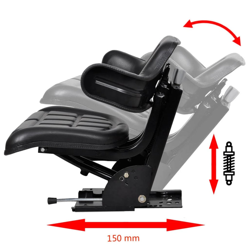 vidaXL Sedile per Trattore con Sospensione in Acciaio e PVC 48x50x59 cm Nero - Image 18 of 19