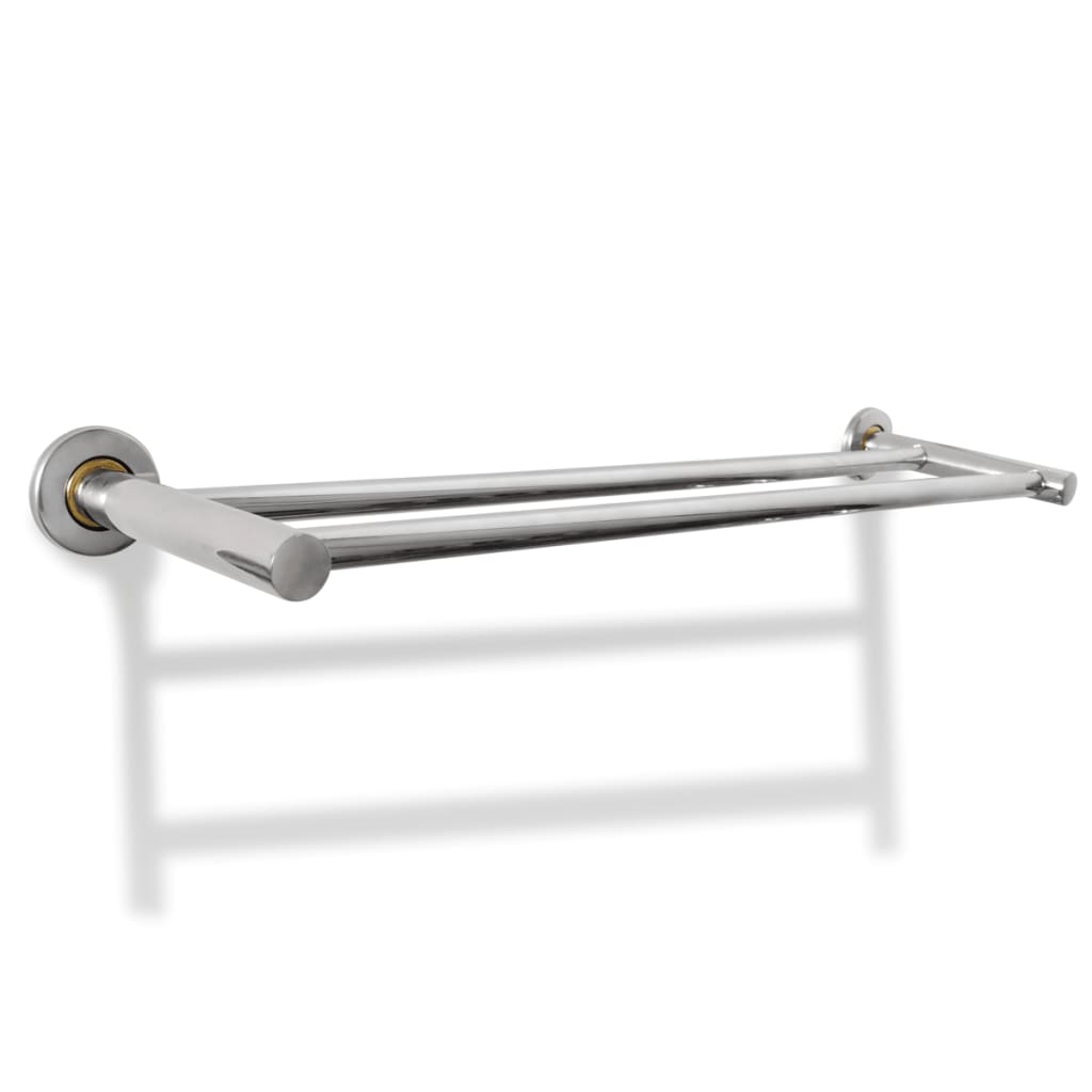 vidaXL Porta Asciugamani 2 Barre in Acciaio Inox 60 cm Argento - Image 2 of 6
