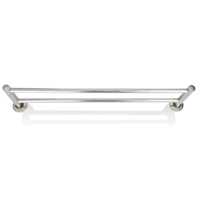 vidaXL Porta Asciugamani 2 Barre in Acciaio Inox 60 cm Argento - Image 3 of 6