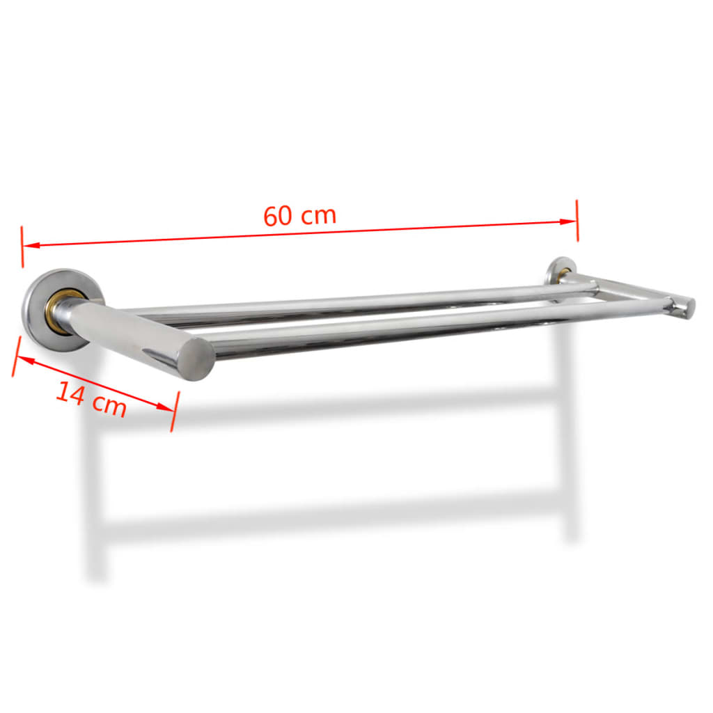 vidaXL Porta Asciugamani 2 Barre in Acciaio Inox 60 cm Argento - Image 6 of 6