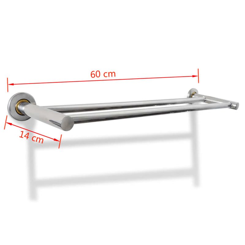 vidaXL Porta Asciugamani 2 Barre in Acciaio Inox 60 cm Argento - Image 6 of 6