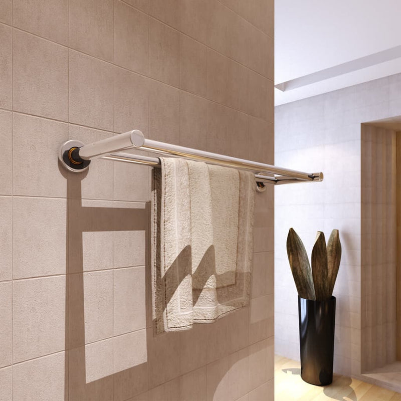 vidaXL Porta Asciugamani 2 Barre in Acciaio Inox 60 cm Argento - Image 1 of 6