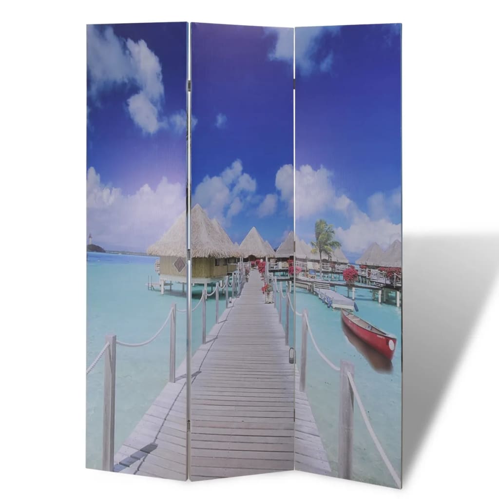 vidaXL Paravento Pieghevole 120x170cm con Stampa Spiaggia - Image 1 of 4