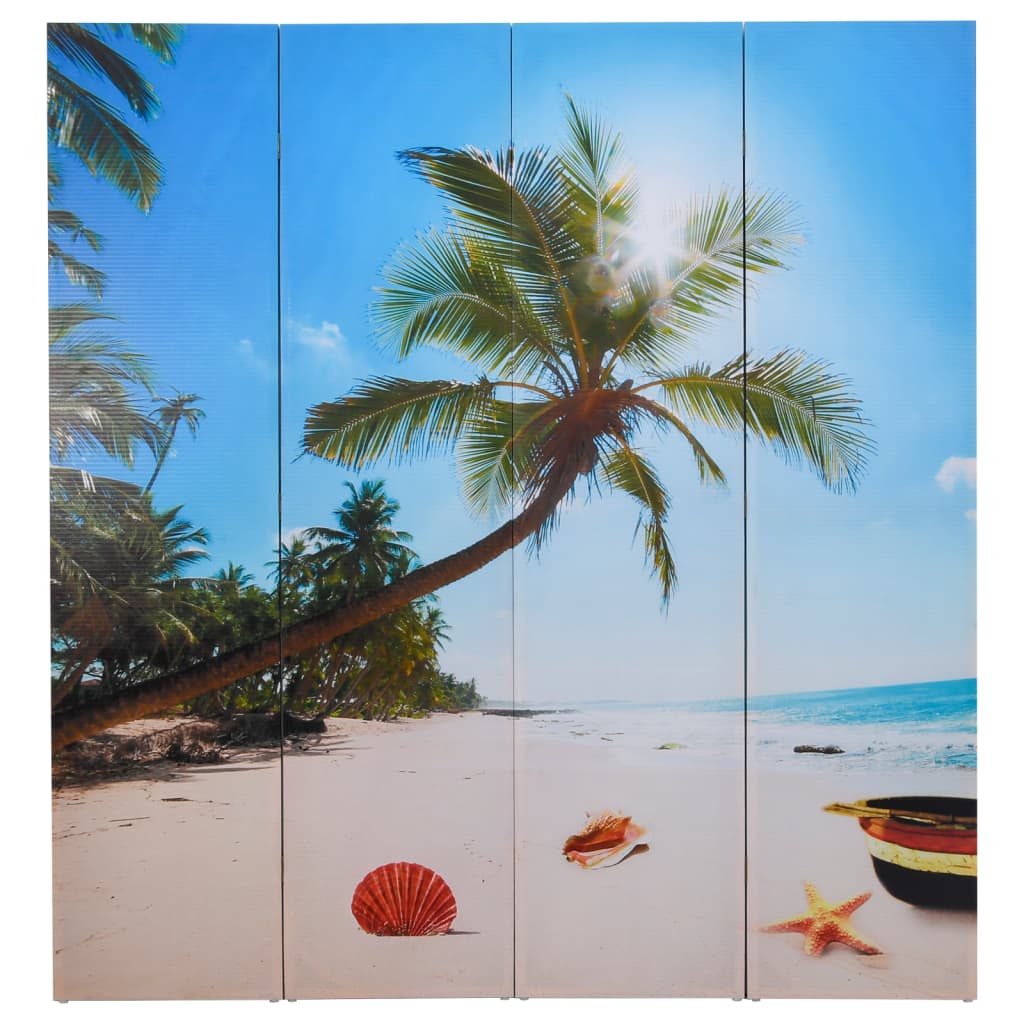 vidaXL Foldable Screen Divider 160x170 cm with Beach Print - Image 1 of 10
