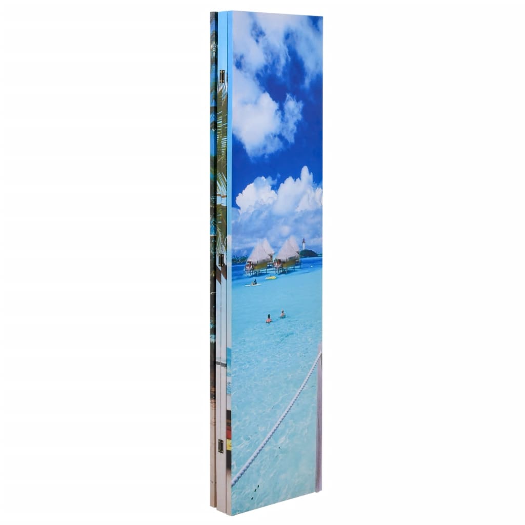 vidaXL Foldable Screen Divider 160x170 cm with Beach Print - Image 3 of 10