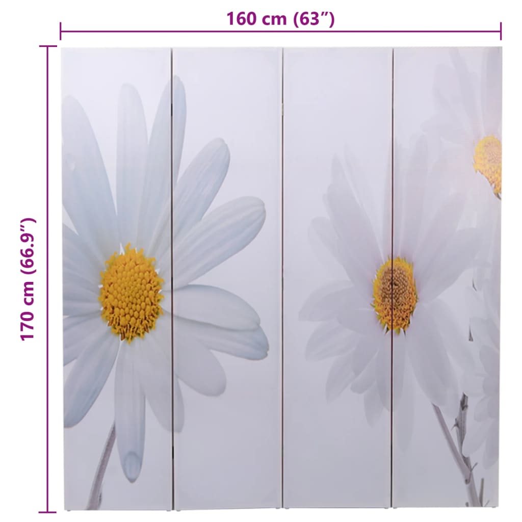 vidaXL Folding Room Divider 160x170cm with Flower Print - Image 5 of 5