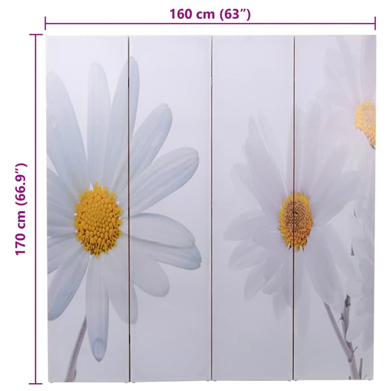 vidaXL Folding Room Divider 160x170cm with Flower Print - Image 5 of 5