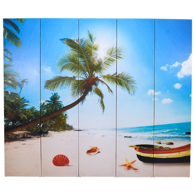 vidaXL Paravento Pieghevole 217x170 cm con Stampa Spiaggia - Image 2 of 9