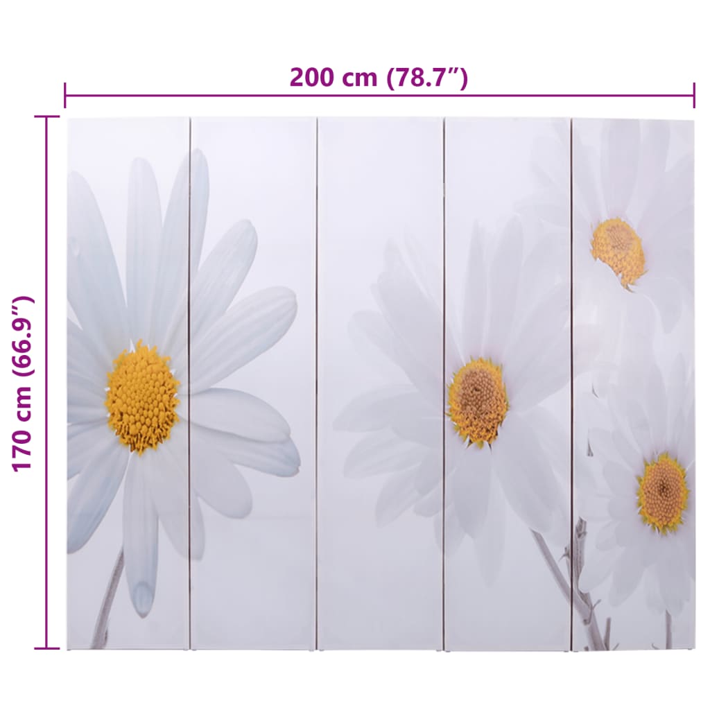 vidaXL Paravento Pieghevole 200x170 cm con Stampa Fiore - Image 5 of 5