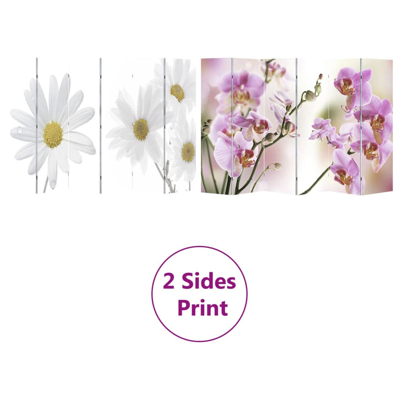 vidaXL Folding Screen 217x170 cm with Flower Print - Image 8 of 9