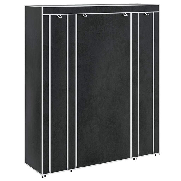 Armadio in Tessuto con Scomparti e Aste 45x150x176 cm Nero - immagine 2 | SolPatio