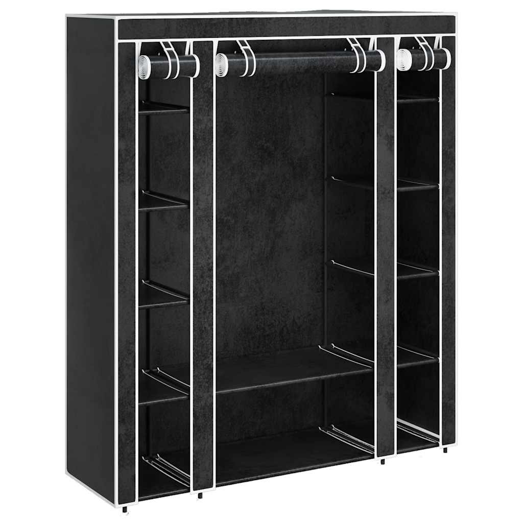 vidaXL Armadio in Tessuto con Scomparti e Aste 45x150x176 cm Nero - Image 3 of 10