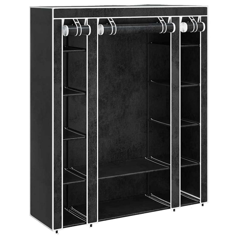 vidaXL Armadio in Tessuto con Scomparti e Aste 45x150x176 cm Nero - Image 3 of 10