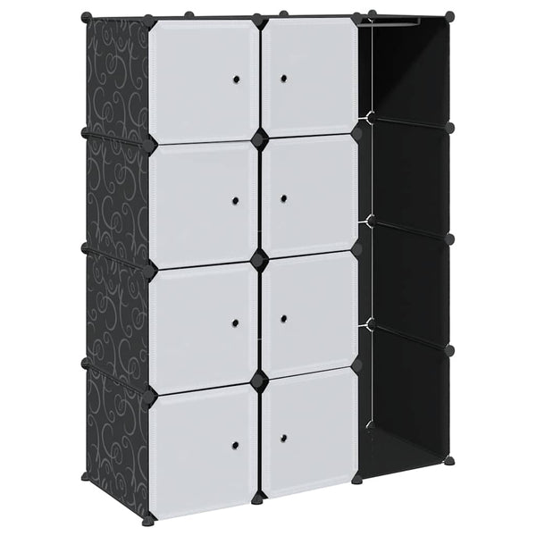 Armadio Modulare con 9 Scomparti 109x36,5x143 cm Nero e Bianco - immagine 2 | SolPatio