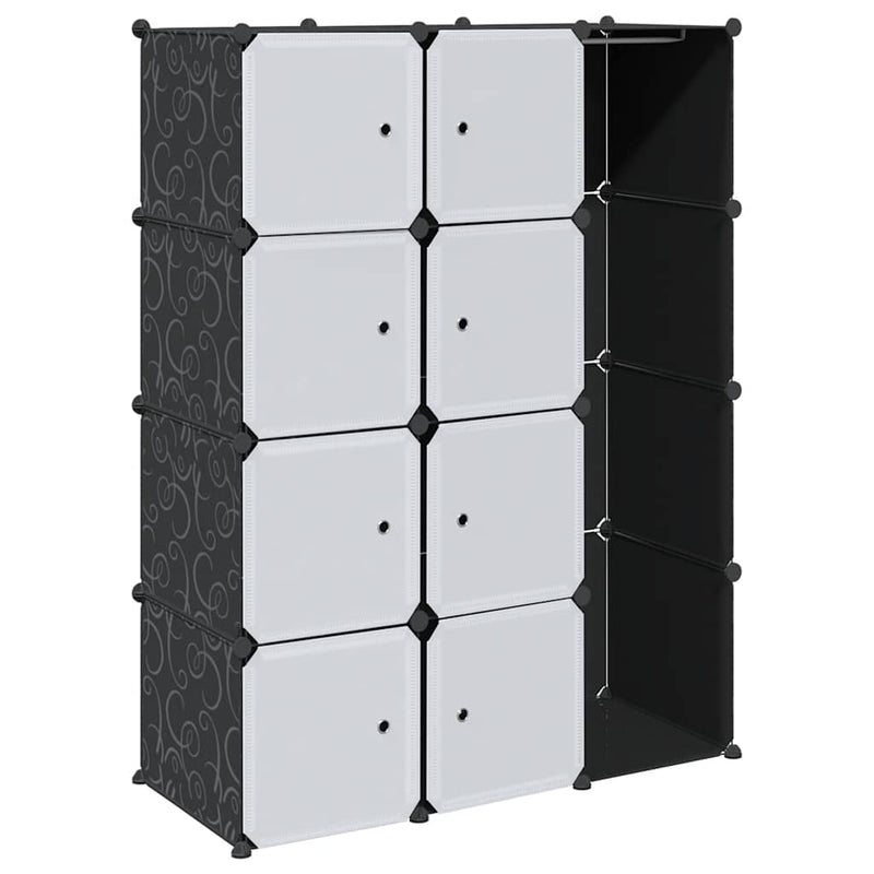 vidaXL Armario Modular con 9 Compartimentos 109x36,5x143 cm Negro y Blanco - Image 2 of 11