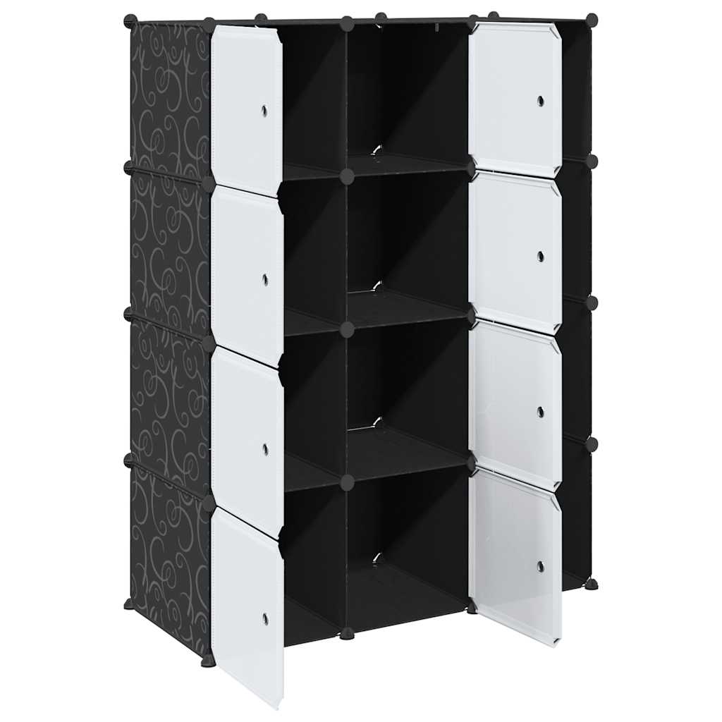 vidaXL Armario Modular con 9 Compartimentos 109x36,5x143 cm Negro y Blanco - Image 3 of 11