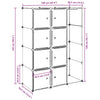 vidaXL Armario Modular con 9 Compartimentos 109x36,5x143 cm Negro y Blanco - Image 10 of 11