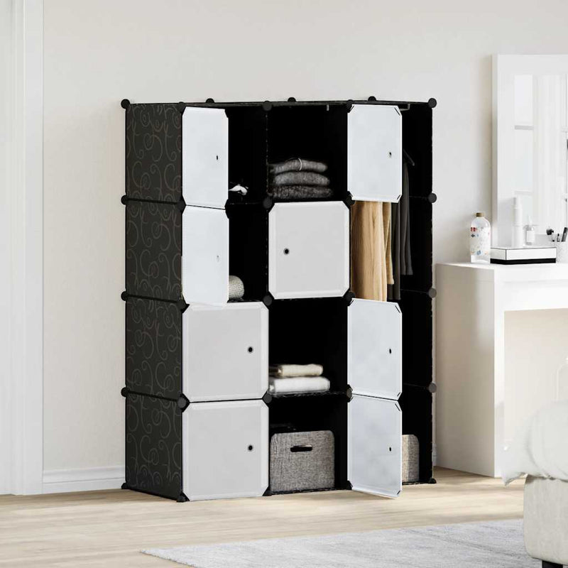 vidaXL Armario Modular con 9 Compartimentos 109x36,5x143 cm Negro y Blanco - Image 1 of 11