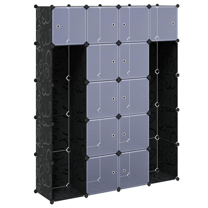 vidaXL Armario Modular 14 Compartimentos Negro y Blanco 37x146x180,5 cm - Image 3 of 18