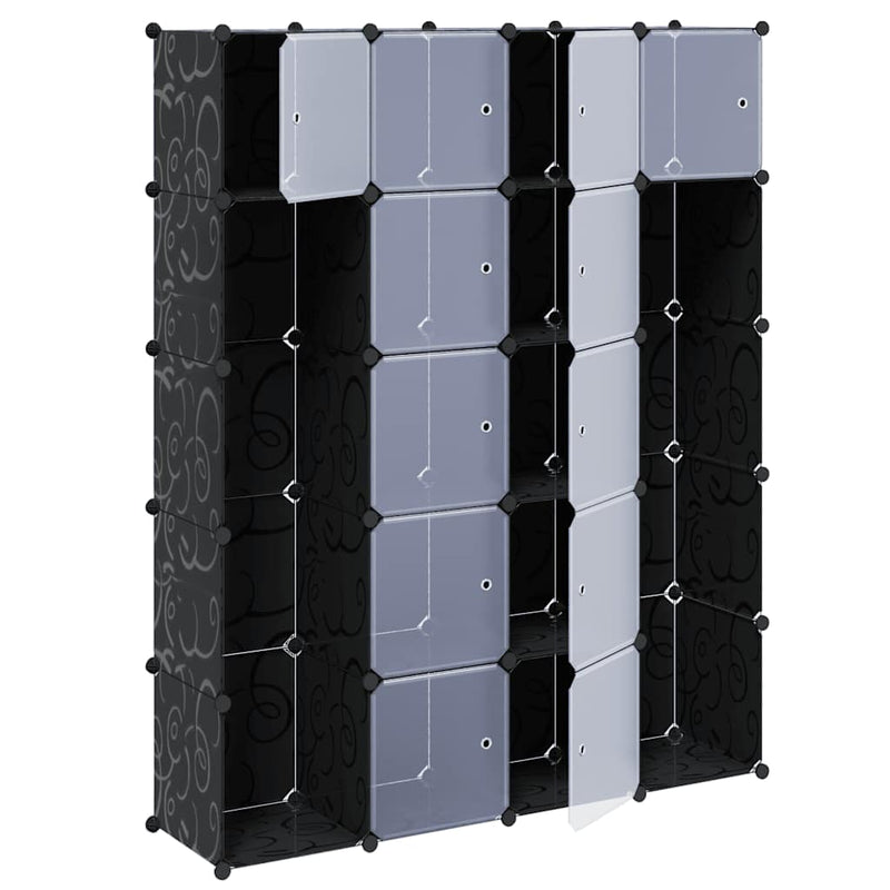 vidaXL Armario Modular 14 Compartimentos Negro y Blanco 37x146x180,5 cm - Image 6 of 18