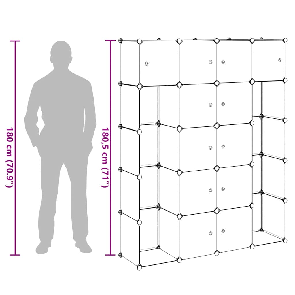 vidaXL Armario Modular 14 Compartimentos Negro y Blanco 37x146x180,5 cm - Image 16 of 18
