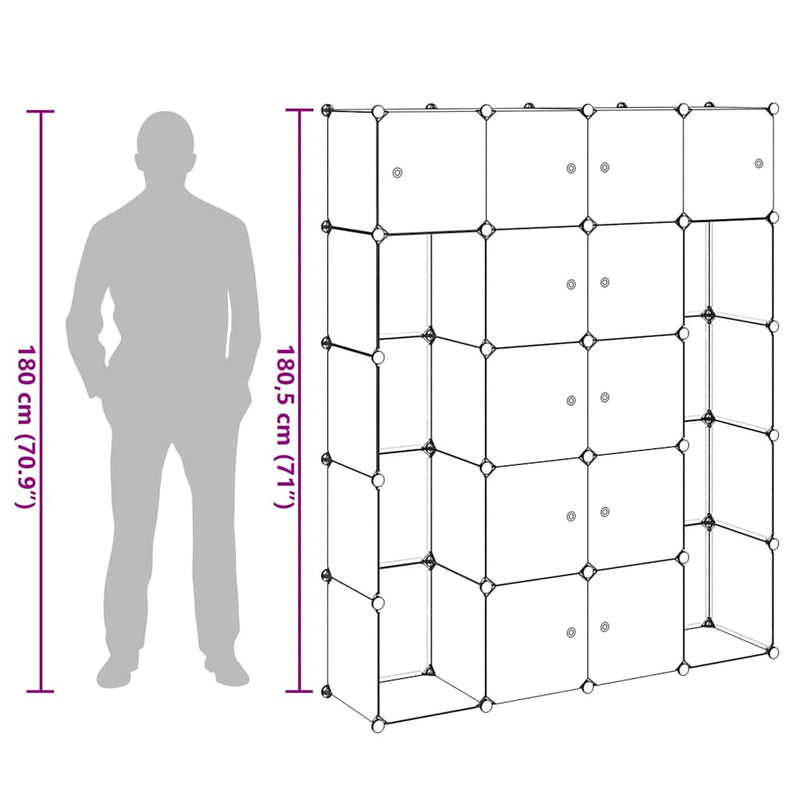 vidaXL Armario Modular 14 Compartimentos Negro y Blanco 37x146x180,5 cm - Image 16 of 18