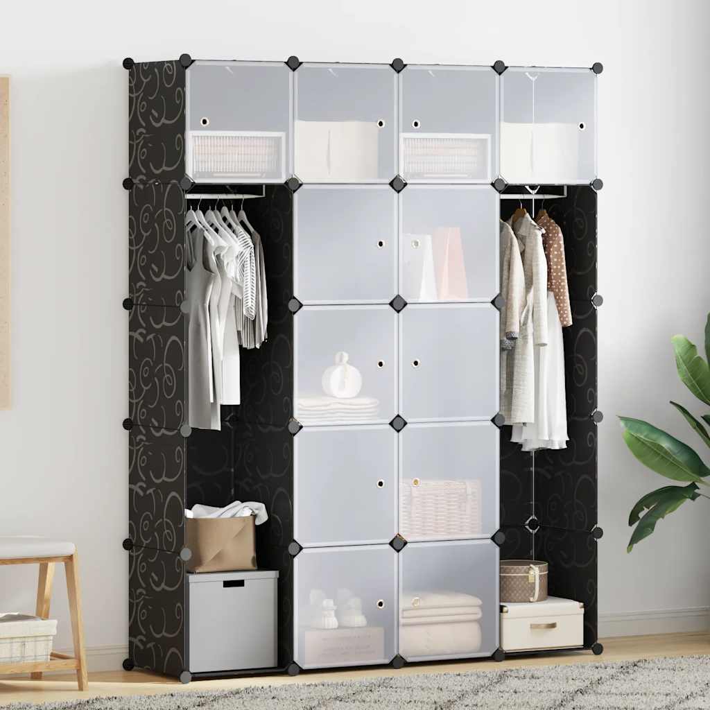vidaXL Armario Modular 14 Compartimentos Negro y Blanco 37x146x180,5 cm - Image 1 of 18