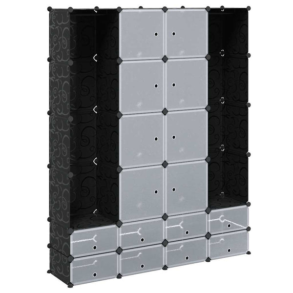 Armadietto Modulare 18 Scomparti Nero e Bianco 37x146x180,5 cm - immagine 2 | SolPatio