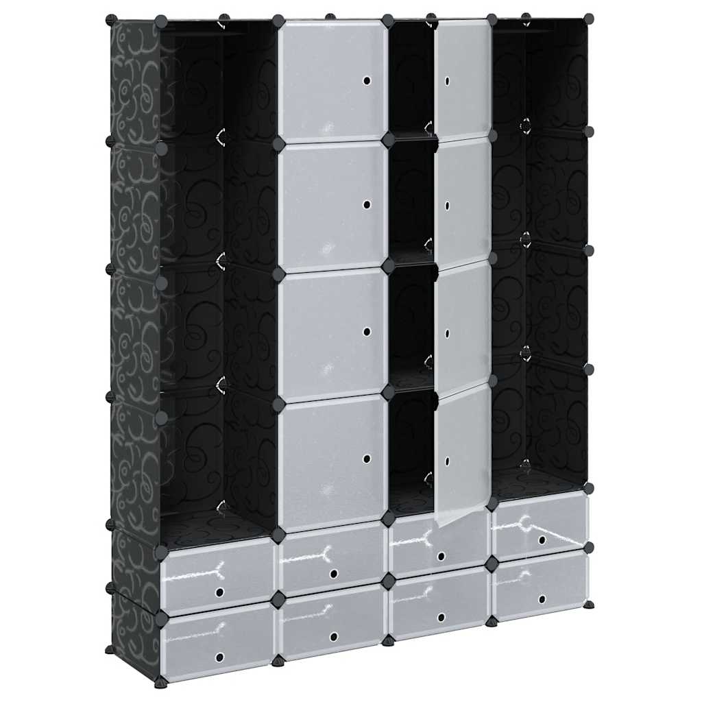 vidaXL Armadietto Modulare 18 Scomparti Nero e Bianco 37x146x180,5 cm - Image 3 of 9