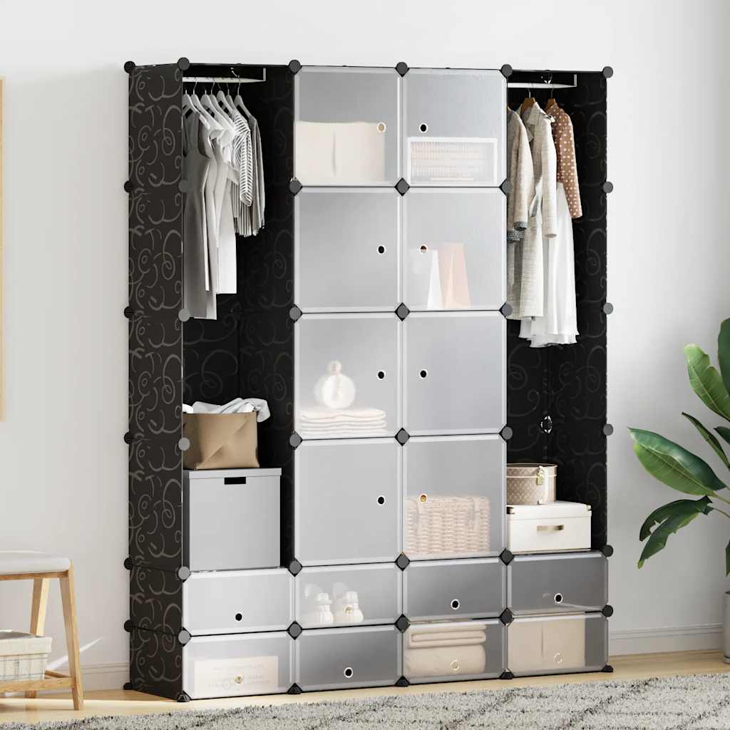 vidaXL Armario Modular 14 Compartimentos Negro y Blanco 37x146x180,5 cm - Image 2 of 18