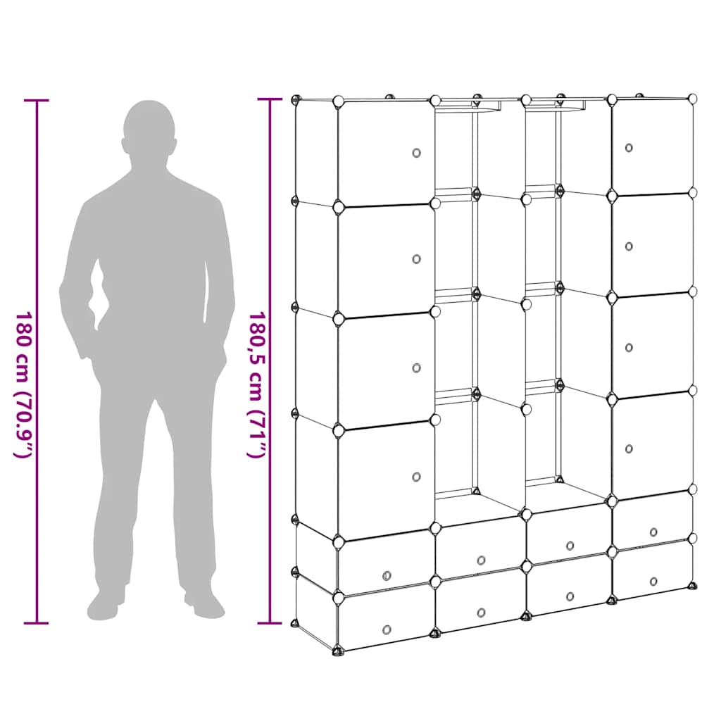 vidaXL Armario Modular 18 Compartimentos Blanco 37 x 146 x 180,5 cm - Image 8 of 9