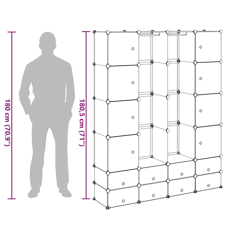 vidaXL Armario Modular 18 Compartimentos Blanco 37 x 146 x 180,5 cm - Image 8 of 9