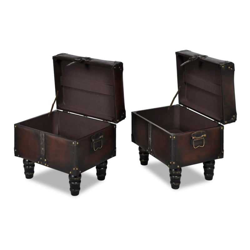 vidaXL Cassapanca Set 3 pz in Legno di Pino Massello e PU, Panca 112x36x42,5 cm, Marrone - Image 5 of 9