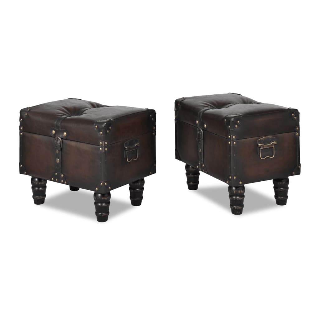 vidaXL Cassapanca Set 3 pz in Legno di Pino Massello e PU, Panca 112x36x42,5 cm, Marrone - Image 6 of 9
