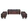 vidaXL Cassapanca Set 3 pz in Legno di Pino Massello e PU, Panca 112x36x42,5 cm, Marrone - Image 7 of 9