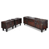 vidaXL Cassapanca Set 3 pz in Legno di Pino Massello e PU, Panca 112x36x42,5 cm, Marrone - Image 8 of 9