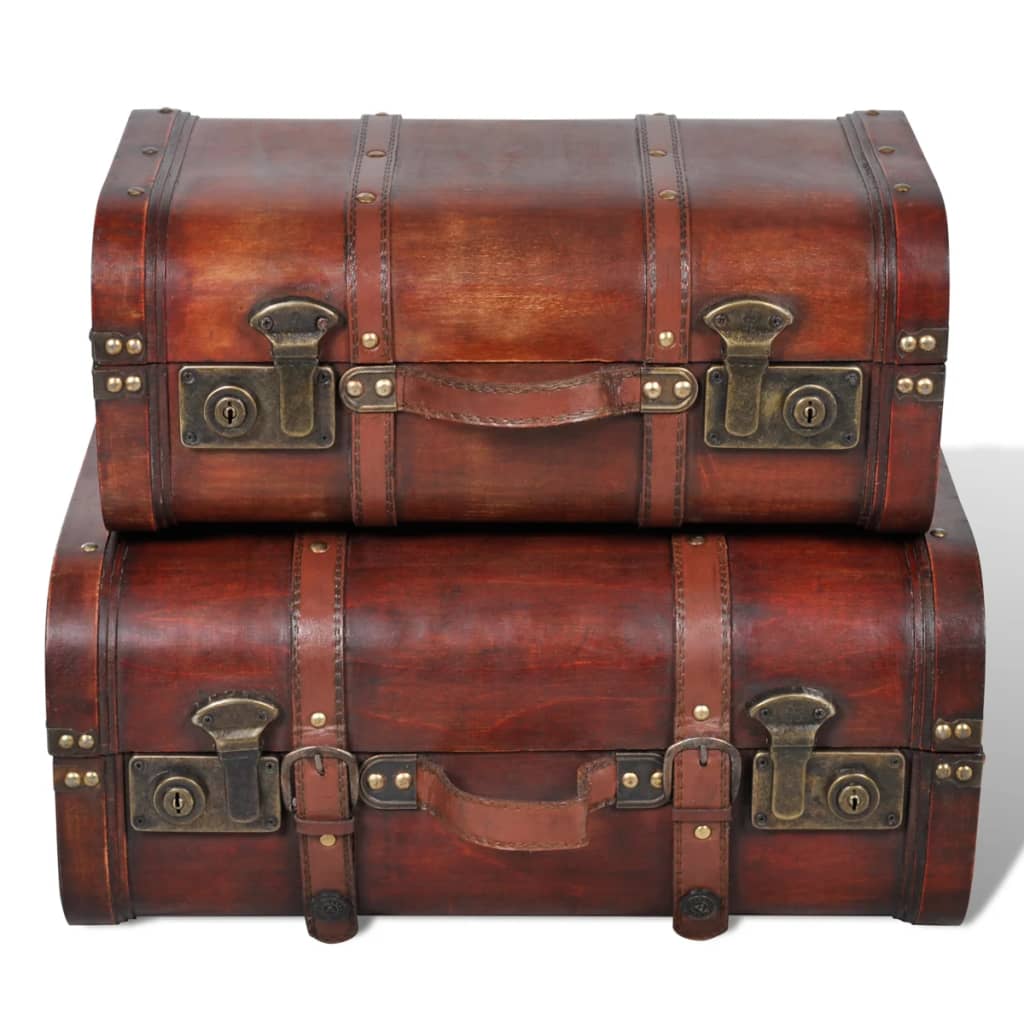 vidaXL 2 pcs Wooden Treasure Chest Vintage Brown - Image 1 of 5