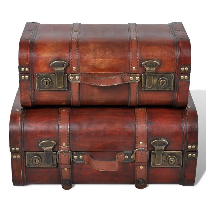 vidaXL 2 pcs Wooden Treasure Chest Vintage Brown - Image 1 of 5