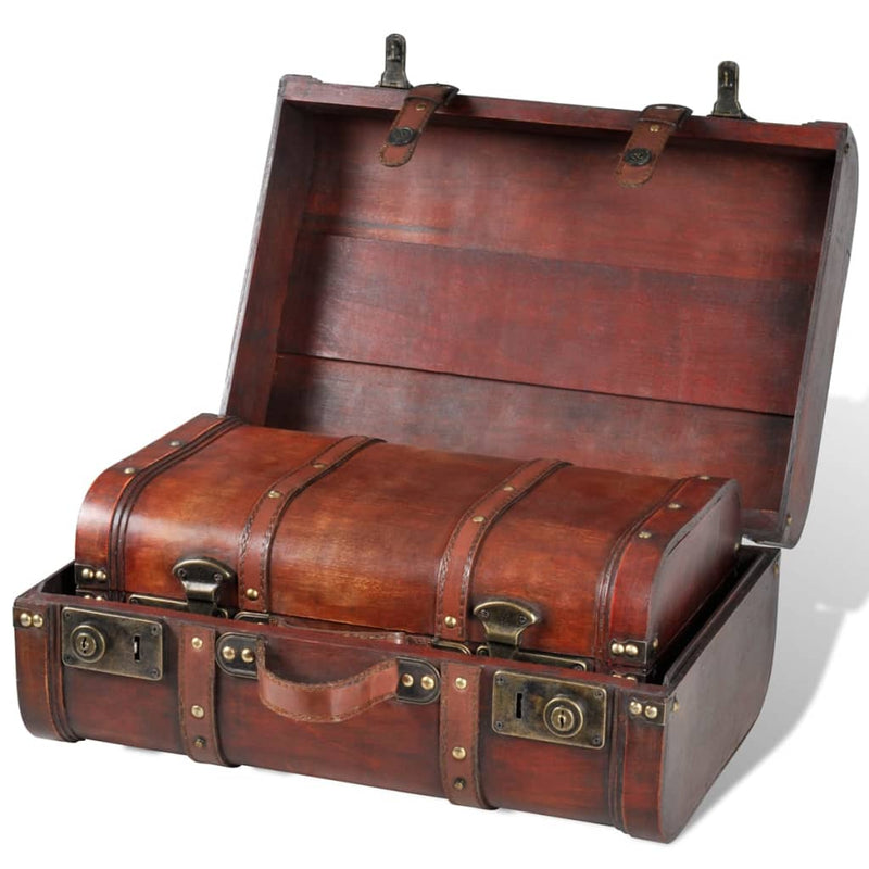 vidaXL 2 pcs Wooden Treasure Chest Vintage Brown - Image 2 of 5