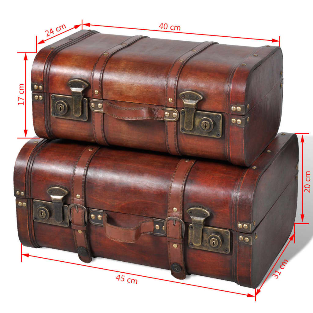 vidaXL 2 pcs Wooden Treasure Chest Vintage Brown - Image 5 of 5