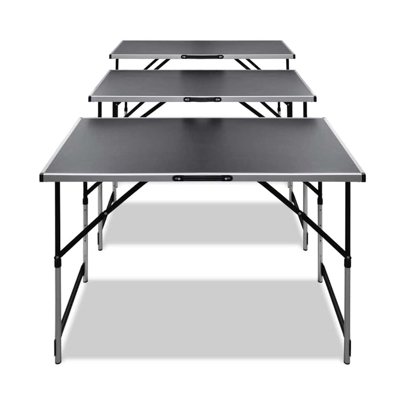 vidaXL Set di Tavoli da Lavoro Pieghevoli con Piano in MDF, 100 x 60 cm, Altezza Regolabile, Nero - Image 1 of 5