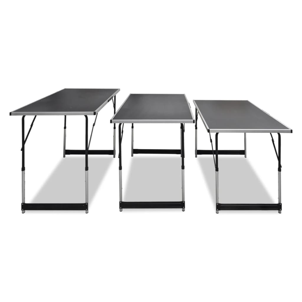 vidaXL Set di Tavoli da Lavoro Pieghevoli con Piano in MDF, 100 x 60 cm, Altezza Regolabile, Nero - Image 2 of 5