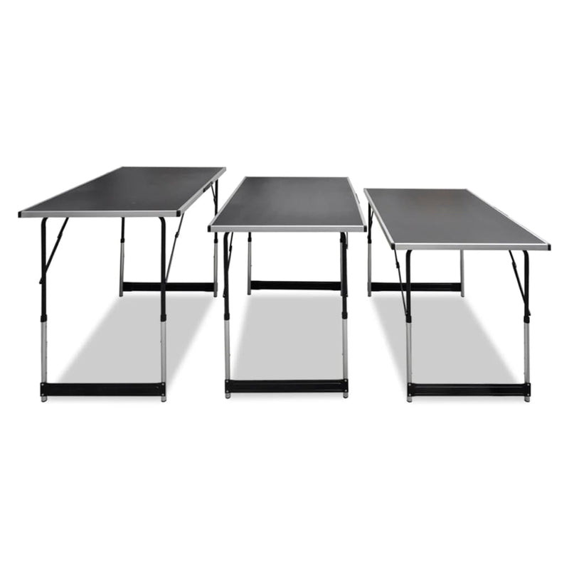 vidaXL Set di Tavoli da Lavoro Pieghevoli con Piano in MDF, 100 x 60 cm, Altezza Regolabile, Nero - Image 2 of 5