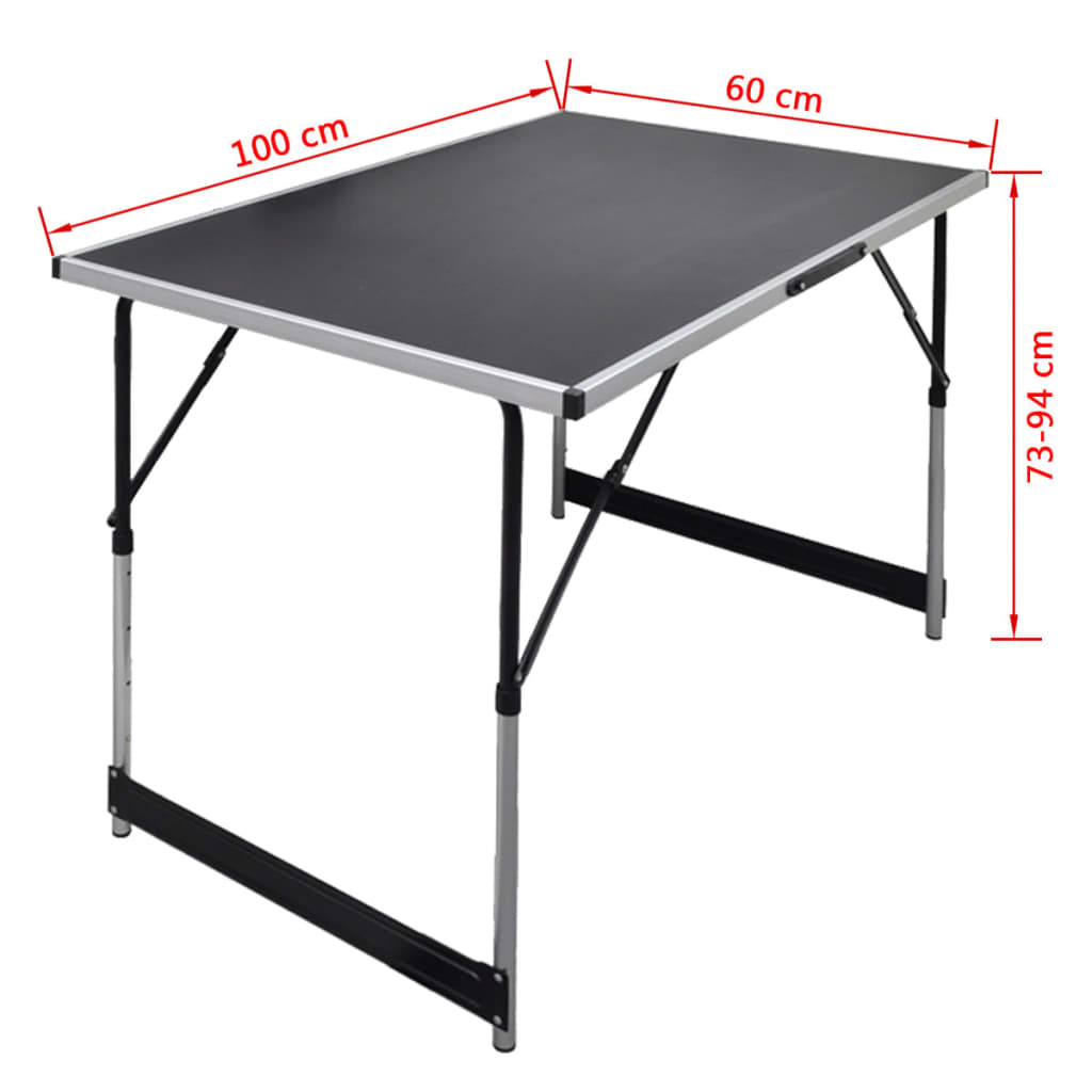 vidaXL Set di Tavoli da Lavoro Pieghevoli con Piano in MDF, 100 x 60 cm, Altezza Regolabile, Nero - Image 5 of 5