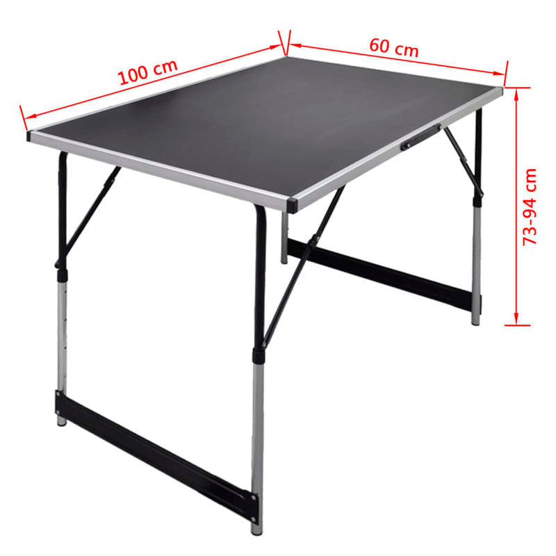vidaXL Set di Tavoli da Lavoro Pieghevoli con Piano in MDF, 100 x 60 cm, Altezza Regolabile, Nero - Image 5 of 5