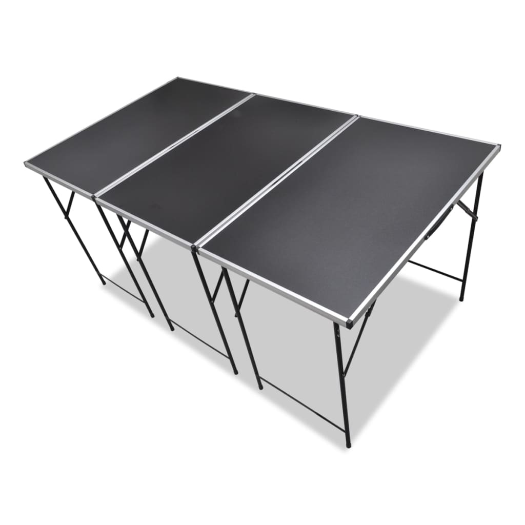 vidaXL Set 3 Tavoli da Lavoro Pieghevoli in MDF e Ferro 100x60x82 cm Nero - Image 2 of 5